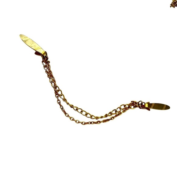 Vintage art deco Gold Chain sweater tie bar double chain patent number mark - Picture 6 of 7